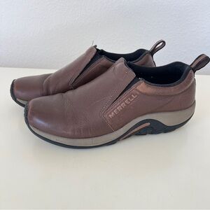 Men’s Merrell Men's Jungle Moc Brown Leather Earth Brown Leather Slide On Shoes